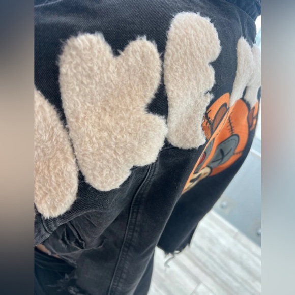 TRIO URBAN TAKE IT EASY teddy bear Crop Denim Jacket - Picture 4 of 6
